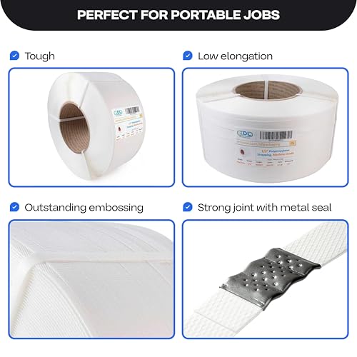 IDL Packaging 1/2" x 9900' Polypropylene (PP) Strapping Roll, USA-Made - size: Machine, 1/2"x9000'