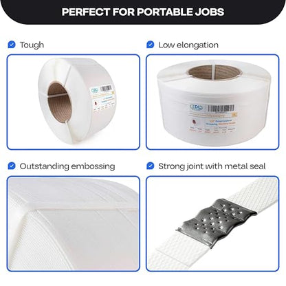 IDL Packaging 1/2" x 9900' Polypropylene (PP) Strapping Roll, USA-Made - size: Machine, 1/2"x9000'