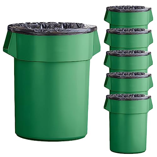 Set of 6 55 Gallon Round Commercial Trash Can, Industrial Recycling Bin, Durable Garbage Can, Ingredient Bin, Safe Food Container (Green) - color: Green