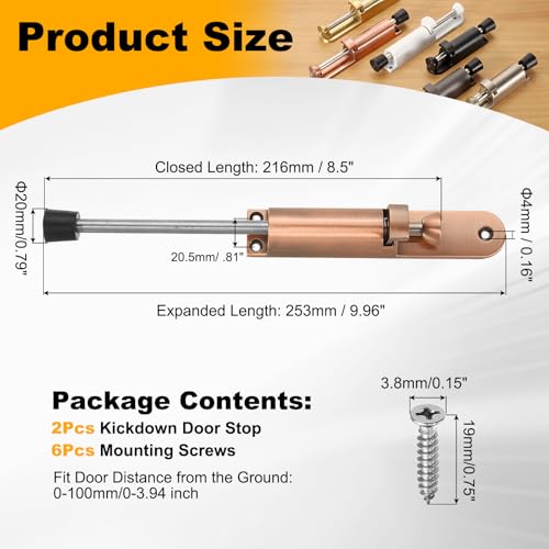 uxcell 2Pcs Kickdown Door Stop for Ground Gap 0-100mm Red Bronze - color: Red Bronze, size: for 0-100mm