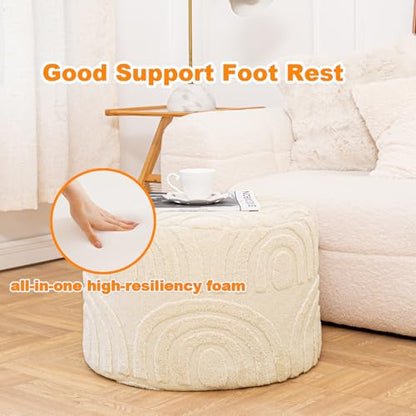 Asuprui Plush Fabric Ottoman Footrest,Foot Stool,20"x14", Linen - color: Linen, size: 20"D x 20"W x 14"H