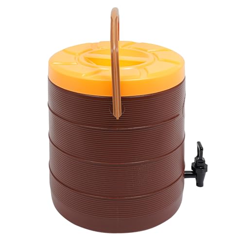 Stainless Steel Beverage Dispenser Insulated Container with Faucet Cooler with Drink Dispensers Cold and Hot Drink Dispenser for Milk Tea, Juice, Coffee 6.6 Gal Capacity (Brown) - color: Brown, size: 25L