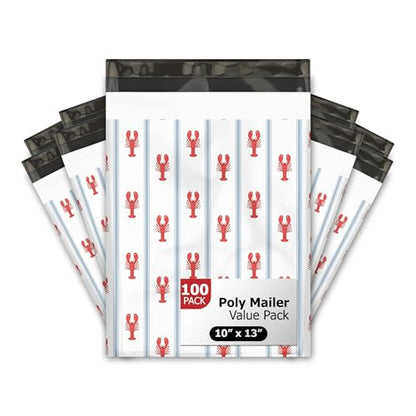 10x13 (100) Lobsters Designer Poly Mailers Waterproof Self Sealing Tear Resistant Polymailers Shipping Envelopes Premium Printed Bags For Small Businesses - color: Lobsters, size: 10x13 inches