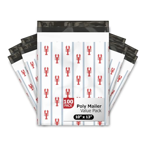 10x13 (100) Lobsters Designer Poly Mailers Waterproof Self Sealing Tear Resistant Polymailers Shipping Envelopes Premium Printed Bags For Small Businesses - color: Lobsters, size: 10x13 inches
