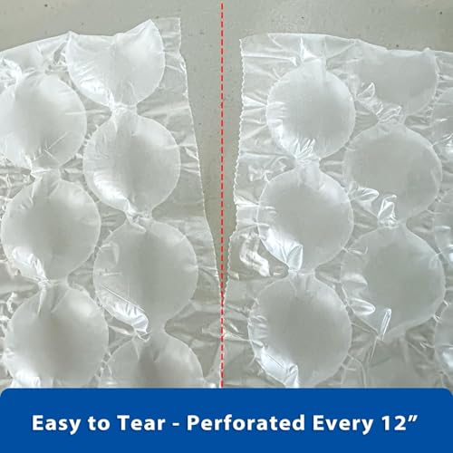 4 Rolls of 984 FT x 1/2" x 12" Wide Bubbles Roll Film - Perforated Every 12" | Large Bubble Air Pillow Wrapping | Clear Packaging Wrap Protection for Packing Moving Shipping Storage - 3,936 FT Total - size: 984' x 4 Rolls