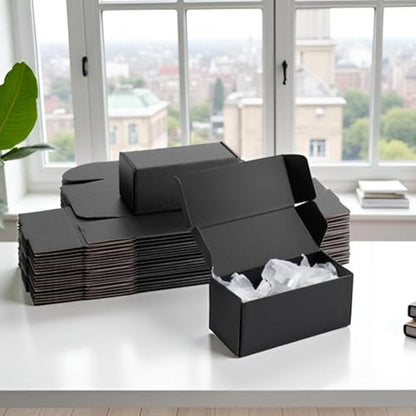 7x3x3 inch Black Shipping Boxes for Small Business- Set of 25 - color: Black, size: 7x3x3 Inch
