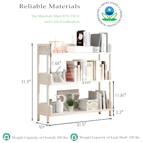 OSCHF Wide Open Shelf Bookcase, 3-Tier, Warm White - color: White, size: 3-Tier