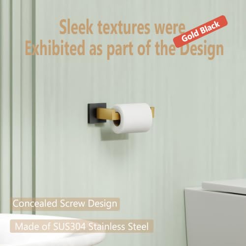 KOKOSIRI Toilet Paper Holders Wall Mounted Toilet Roll Holder for Bathrooms Hardware Washroom T-304 Stainless Steel, Matte Black and Gold B2003GDK - color: Black Gold, size: Without Shelf(1 Pack)