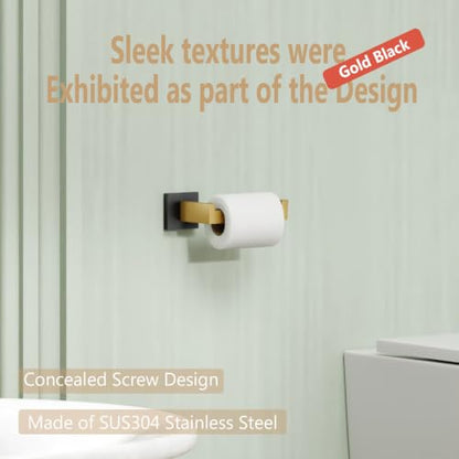 KOKOSIRI Toilet Paper Holders Wall Mounted Toilet Roll Holder for Bathrooms Hardware Washroom T-304 Stainless Steel, Matte Black and Gold B2003GDK - color: Black Gold, size: Without Shelf(1 Pack)