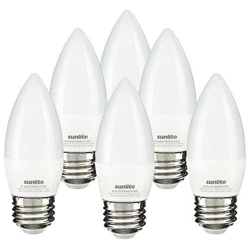 Sunlite LED B13 Torpedo Decorative Chandelier Light Bulb, 7 Watts (60W=), 500 Lmns, 120 Volts, Dimmable, E26 Base, 90 CRI, ETL Listed, Torpedo Frosted, Title-20, 3000K Warm White, 6 Pack - color: 3000k Warm White, size: 6PK Frost