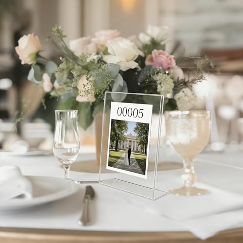 FixtureDisplays® 1PK 8.5 x 11" Clear Acrylic Sign Holder with Slant Back Design Portrait, Vertical Picture Frame 19780-8.5X11-NPF - size: 1 Pack