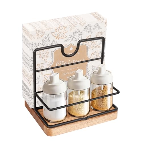 Livabber Napkin Holder, Metal Napkin Storage with Salt and Pepper Shakers Caddy Modern Napkin Dispenser for Table Kitchen Countertop, Not Including Salt and Pepper Shakers (Middle Wooden, Black) - color: Black, size: Middle Wooden