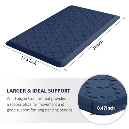 WISELIFE Kitchen Mat, Cushioned Anti Fatigue Floor Mat, 17.3"x28" Blue - color: Blue, size: 1'5" x 2'4" (Rectangular)