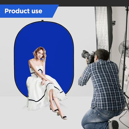 Portable Chromakey Blue/Gray Backdrop with Stand,59 * 39 inch Pop Up Collapsible Backdrop,Foldable Blue Screen 2 in 1 Backscreen for Photo and Video Shooting,Gaming (Blue & Gray) - color: Blue&Gray