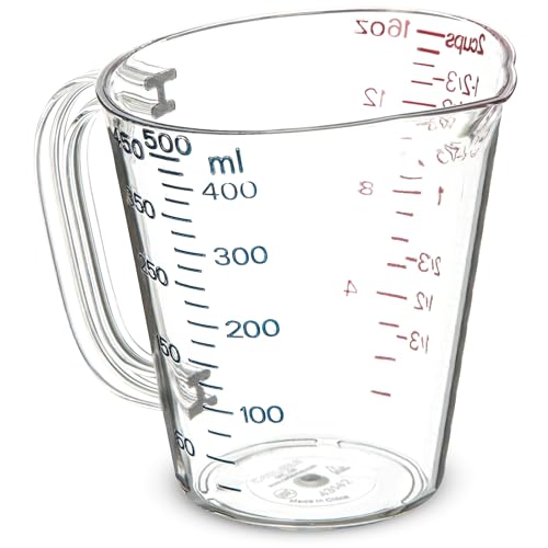 Carlisle FoodService Products 4314307 Commercial Plastic Measuring Cup, 1 Quart, Clear (Pack of 6) - size: 1 Quart, style: 6 Pack