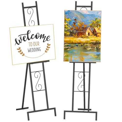1 Black Easel Stand for Sign, Adjustable Metal Wedding Welcome Sign Stand - style: 1pack-Black