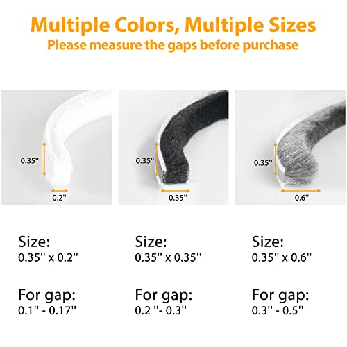 39.4FT Weather Stripping for Doors and Windows, Self-Adhesive Soundproofing Door Seal, Door Insulation for Sliding, Exterior, Frames and Front, 0.35'' Wide x 0.2'' Thick, Grey - color: Gray, size: 39.4FT, 0.35'' Wide X 0.2'' Thick