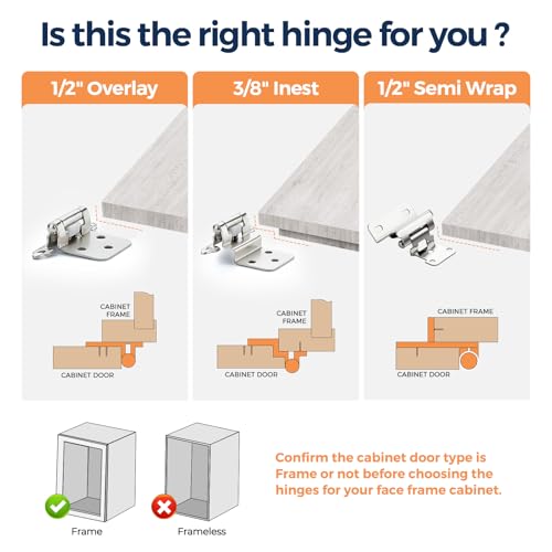 Polished Chrome Cabinet Hinges 1/2 Inch Overlay 4 Pack(2 Pairs) - color: Polished Chrome