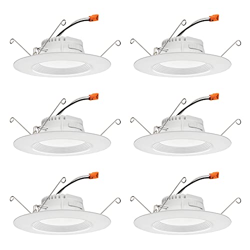 Juno RB56 SWW5 CP6 MW M2 RetroBasics Downlight Trim Kit, Switchable LED White, Baffle Trim, Switchable CCT, 2700K, 3000K, 4000K, and 5000K, 5- to 6-Inch, 6-Pack, Matte White - color: Switchable White, size: 5/6-Inch (6-Pack), style: Standard | Non-Adjusta