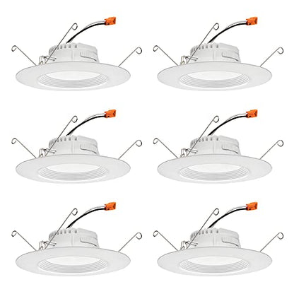Juno RB56 SWW5 CP6 MW M2 RetroBasics Downlight Trim Kit, Switchable LED White, Baffle Trim, Switchable CCT, 2700K, 3000K, 4000K, and 5000K, 5- to 6-Inch, 6-Pack, Matte White - color: Switchable White, size: 5/6-Inch (6-Pack), style: Standard | Non-Adjusta