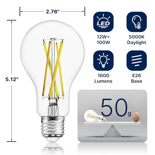 FLSNT 100W Eqv Dimmable A21 LED Bulbs, 1600LM, 5000K Daylight, E26, 8 Pack - color: 100w 5000k Daylight, size: 8 Count (Pack of 1)