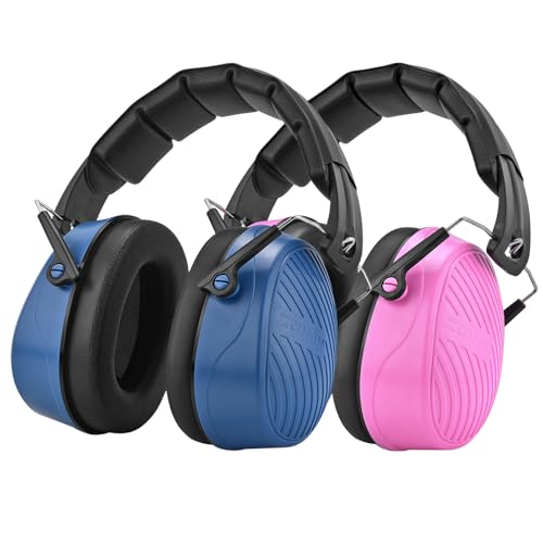 ZOHAN 019 Noise Cancelling Headphones for Adult - NRR 28dB Hearing Protection for Working, Shooting, Mowing, Autism - color: 2 Pack-blue+pink