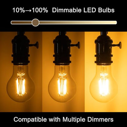 A19 Clear Led Bulbs, E26 Dimmable Edison Bulbs, 2700K Warm Light Led Light Bulb, Soft Yellow White Edison Bulb, 6w Filament Bulb for Light Fixture 6pack/12Pack - color: Clear 2700k Warm White, size: 6W-6 Pack