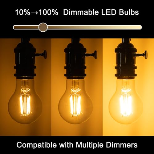 A19 Clear Led Bulbs, E26 Dimmable Edison Bulbs, 2700K Warm Light Led Light Bulb, Soft Yellow White Edison Bulb, 6w Filament Bulb for Light Fixture 6pack/12Pack - color: Clear 2700k Warm White, size: 6W-12 Pack