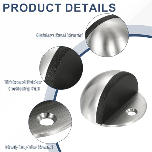 uxcell Low Dome Floor Door Stop, 45mm Dia. Stainless Steel Door Stopper - color: Silver Tone