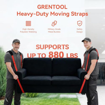 Moving Straps for Lifting, with Back Support for 2 Person - color: RED