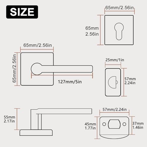 2 Sets Front Exterior Door Lock Set with Passage Lever, Keyed Alike - size: 2 Pack, style: Deadbolt+Passage Lever