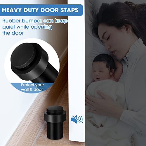 Chumia 6 Pcs Floor Mounted Door Stopper Stainless Steel,Black - color: Black