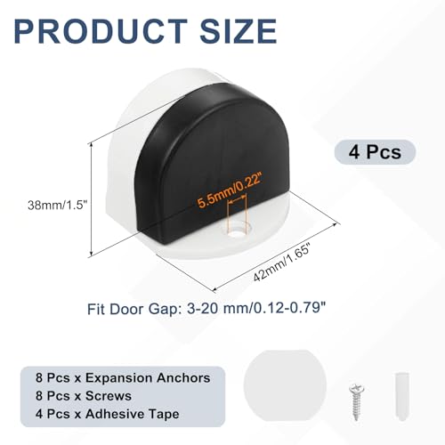 uxcell 4 Pack Low Dome Floor Door Stop 1.5" H x 1.65" W, Stainless Steel - color: White