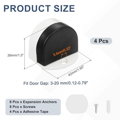 uxcell 4 Pack Low Dome Floor Door Stop 1.5" H x 1.65" W, Stainless Steel - color: White