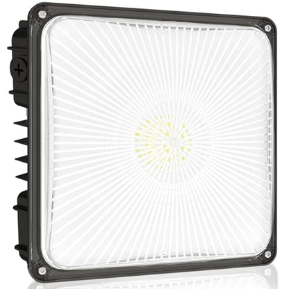 HYPERLITE 100W Canopy LED Lights: 14000LM 1-Pack IP65 Commercial Gas Station Lighting - Square Aluminum Industrial Heat Dissipation for Parking Garage Carport