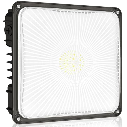 HYPERLITE 100W Canopy LED Lights: 14000LM 1-Pack IP65 Commercial Gas Station Lighting - Square Aluminum Industrial Heat Dissipation for Parking Garage Carport