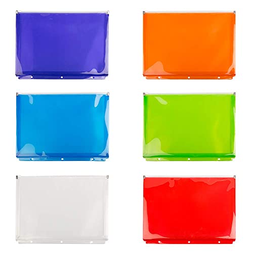 JAM PAPER Plastic 3 Hole Punch Binder Envelopes with Zip Closure - Letter Booklet - 9 3/4 x 13 - Assorted Colors - 6/Pack - color: Assorted 6 Pack, size: 3 Hole Binder Pocket
