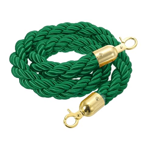 MECCANIXITY Twisted Stanchion Rope 5 Ft/1.5 M, Barrier Rope Twisted Post Ropes with Snap Hooks for Posts Stands Queue Divider Crowd Control, Green Golden - color: Green Golden, size: 5 Ft