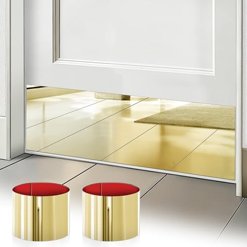 2 Pcs 8" X 34" Self Adhesive Mirror Door Kick Plate for Bottom of 36" Door - color: Mirror Gold, size: 2 PCS