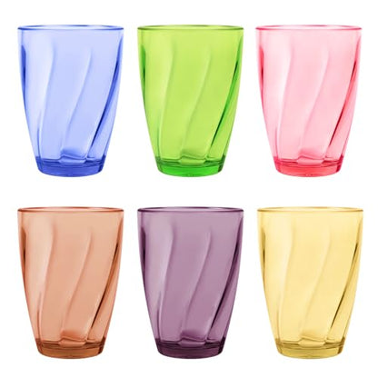 Topsky 12-ounce Plastic Water Tumblers | Set of 4 Transparent Unbreakable Drinking Glasses Clear Acrylic Reusable Juice Wine Cups for Home Picnic Party, Dishwasher Safe,Stackable - color: Mixed Color 12.3oz