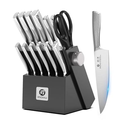 imarku 14 Pcs High-Carbon Stainless Steel Kitchen Knife Set Black - color: Black