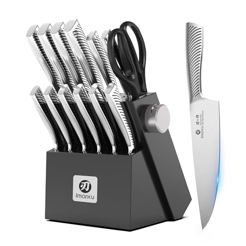 imarku 14 Pcs High-Carbon Stainless Steel Kitchen Knife Set Black - color: Black