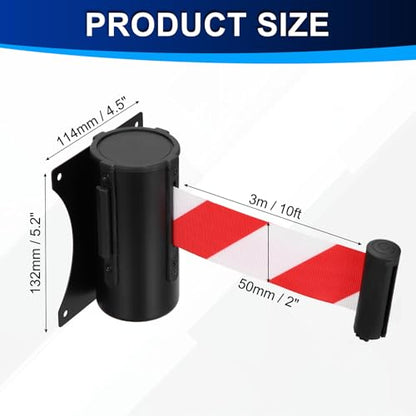 PATIKIL Fixed Wall Mount Retractable Belt Barrier 10 Feet, Red-White 1 Pcs - color: Red-White, size: 10 Feet