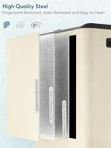 Arlopu 16Gal Dual Trash Can w/2 Built-in Box for Odor Control - color: Beige