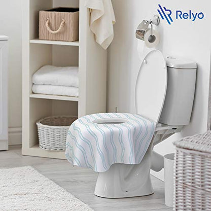 Relyo Disposable Toilet Seat Cover for Travel – 20 Pack with Covers Wrapped in Sets of 2, Non-Flushable Liners, Fits Most Seats – Kids, Toddlers, Adults (Waves, 20) - color: Waves
