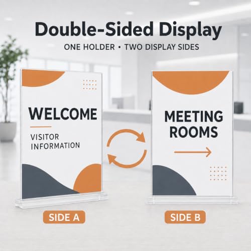 MaxGear Acrylic Sign Holder 8.5" x 11" Double Sided Display Stand, 2 Pack - size: 2 Pack 8.5X11