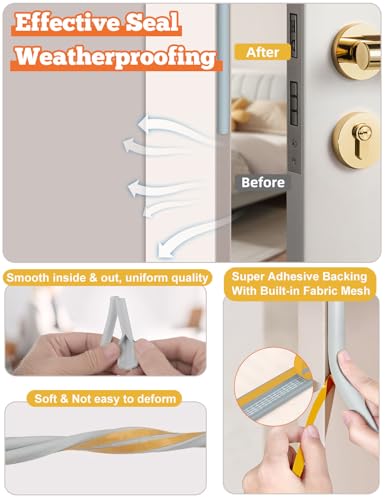 Weather Stripping Door Seal Strip,32.8 FT D Shaped Weatherstripping - color: Gray, size: S (3/8"W × 1/4“T)