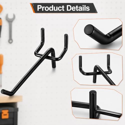 100 Pcs 6inch Peg Board Shelving Hooks, Long Black Pegboard Hooks