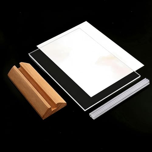TONICE® 3 Pack 8.5X11 Acrylic Sign Holder T Shape Clear Acrylic Double Sided Frames with Wood Base Table Menu Display Stand Flyer Display (Optional 8.5x11/5x7 Inch L/T Shape) - color: 8.5x11 T