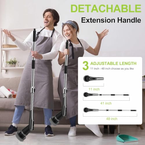 Dreazu Pro Electric Spin Scrubber, 10-in-1 Cleaning Brush with Retractable Handle, 44 lbs High Torque Variable Speed Shower Scrubber for Bathroom, Kitchen, Tile Floors, Bathtub, Toilet & Car - color: Black